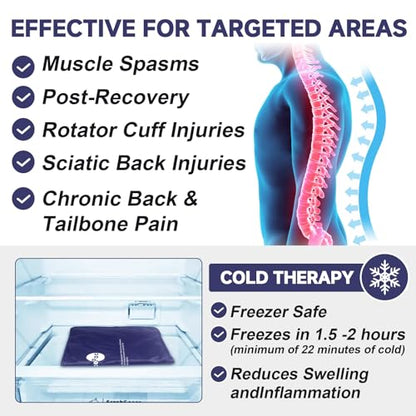 AiricePac Extra Large Gel Flexible Back Ice Packs for Injuries Reusable, 11”x 20” Cold Pack Wrap for Knee Leg Neck Shoulder Hip Back Pain Relief, Cold Compress Therapy for Swelling, Bruises, Surgery - style: XXL 1 PACK