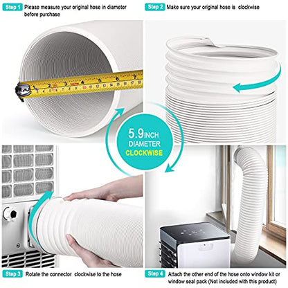 Jin&Bao 5.9" (6") Diameter AC Hose, 78.7" Length Portable Air Conditioner Exhaust Hose, Clockwise Thread, Universal Replacement - size: 5.9（6）'' - Clockwise
