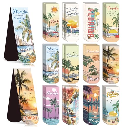 Wxiben Florida Magnetic Bookmark Gifts - 48PCS Traveling City Magnetic Bookmarks USA City Book Marks Page Magnets Marker Clip for Women Book Lovers Traveler Students Teacher Florida Souvenirs Gift - style: Florida