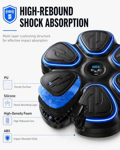 Music Boxing Machine for Kids-Interactive Wall Mounted Punching Target with Sound & Lights,Smart Boxing Trainer Machine Fitness Game Gymnastics Equipment for Home,Birthday Gift for Boys Girls Age 3-12 - color: 6 Strike Points-Teens 12+