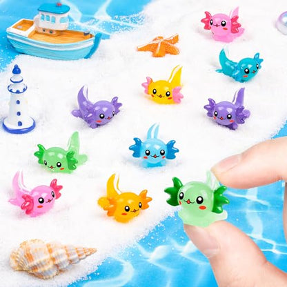 70Pcs Mini Resin Axolotl, Miniature Animal Figurine | Garden Landscape Aquarium Dollhouse Ornament Potted Plants Decor for DIY Craft Garden Fairy Decoration Birthday Party Favor