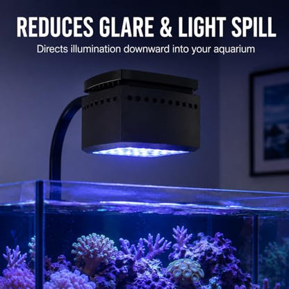 Light Shade for AI Prime HD – Reef Aquarium Light Cover | Reduces Glare & Light Spill | Friction Fit Snap-On Design | Saltwater Fish Tank LED Hood Accessory