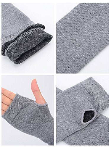 Bememo 3 Pairs Long Fingerless Gloves for Women Arm Warmers Unisex Arm Sleeves Knit Thumb Elbow Hole Stretchy Gloves Goth - color: Black, Deep Grey, Light Grey