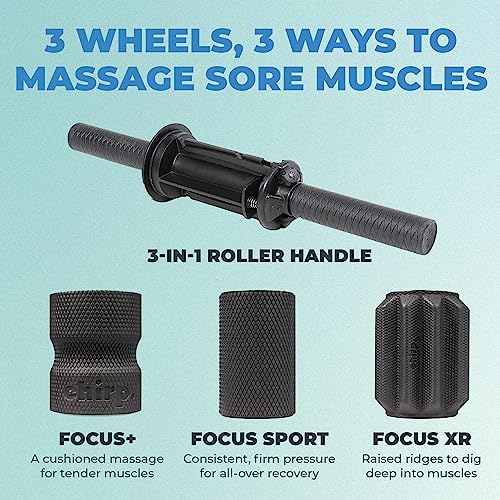 Chirp 3-in-1 Muscle Roller, Deep Tissue Foam Massager, 4x4x24 Inches | Handheld Muscle Roller, 3 Interchangeable Massage Rollers, Trigger Point Recovery, Leg Roller and Massage Stick - style: 3-in-1 Muscle Roller