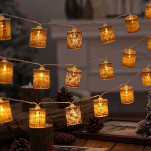 Fielegen 2 Meter 10 LED Retro String Lights Battery Operated Indoor Bedroom Vintage Themed Decorative Fairy Lights for Home Garden Wedding Birthday Party Decor Festival Atmosphere Lights (Warm White) - color: Warm White