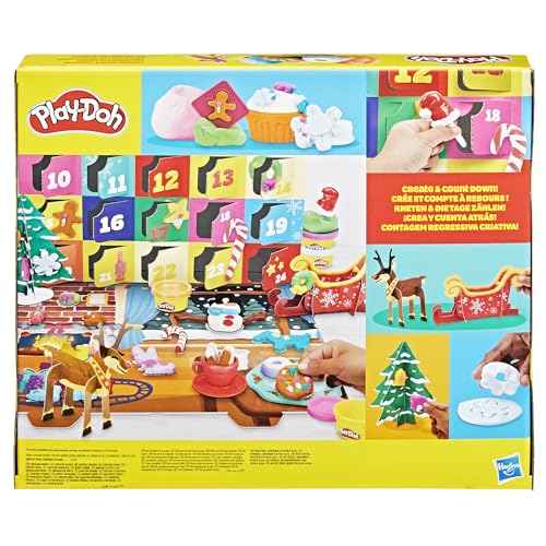 Play-Doh Holiday Advent Calendar for Kids 3 and Up, 24 Day Countdown, Multiple Surprise Gifts Behind Each Door, Arts & Crafts