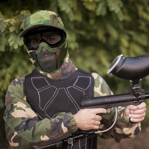 Airsoft Mask with Goggles, Foldable Half Face Airsoft Mesh Mask with Ear Protection for Paintball Shooting Cosplay CS Game - color: CP-B, size: 3pcs