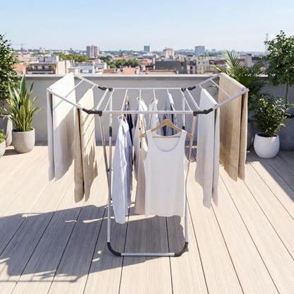 GOFLAME Clothes Drying Rack, Laundry Drying Rack with 2 Foldable Wings, 14 Drying Rods, Free-Standing Collapsible Laundry Airer for Clothes, Towels, Bed Linens, Indoor Outdoor Use, No Assembly Needed - size: 41” x 37” x 41”