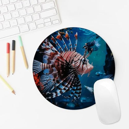 Comfortable Mousepad Waterproof Non-Slip Rubber Base Mouse Pad Fish in Fish Tank Round Printed Mouse Mat for Laptop Office