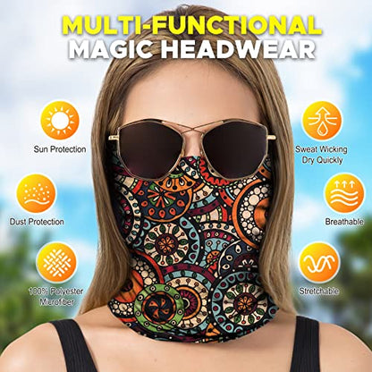 JOEYOUNG Headwear, Bandana, Neck Gaiter Head Wrap Headband Balaclava Magic Scarf - color: A-boho 1