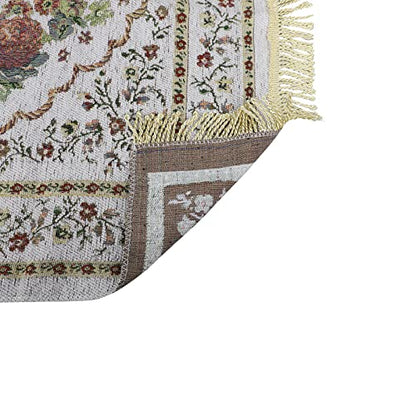 haozaikeji Muslim Prayer Rug Islamic Muslim Prayer Mat Floral Eid Ramadan Rug Namaz Seccade Arabic Turkish Sofa Table Rug Portable Meditation Rug Soft Embroidered Blanket with Tassel - color: Beige