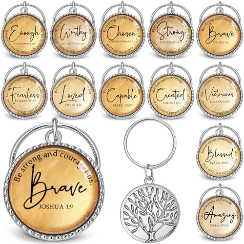 Equsion 36 Pcs Christian Keychain Bulk Mini Bible Verse Keychains with Scripture Quote Religious Gifts for Women Men Pastor Clergy (Wood) - color: Wood