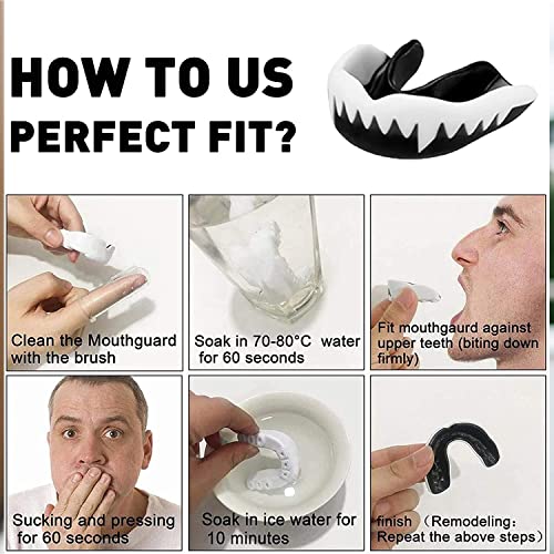 3 Pack Kids Youth Mouth Guard Football Sports Braces Mouthguards for Mouthpiece Boys Teeth for MMA Boxing Rugby Kickboxing Taekwondo Softball Lacrosse to Braces EVA (Black,White) - color: Black,white