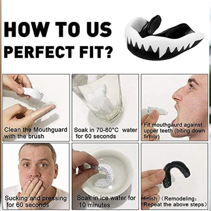 3 Pack Kids Youth Mouth Guard Football Sports Braces Mouthguards for Mouthpiece Boys Teeth for MMA Boxing Rugby Kickboxing Taekwondo Softball Lacrosse to Braces EVA (Black,White) - color: Black,white