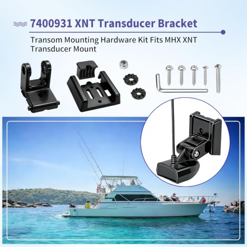 7400931 XNT Transducer Bracket Compatible with MHX XNT Transducer Mount | Transducer Mounting Plate Fits MHX XNT Model Transducers, Transom Mounting Hardware Kit, Vanshly