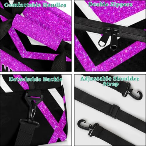Custom Bag Name Duffel Bag Sports Volleyball Bags Travel Sports Gym Bag, Large Workout Bag, Bright Purple Glitters Black - color: Bright Purple