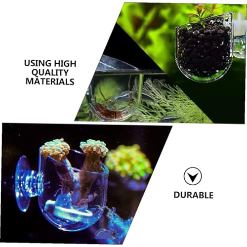VOSAREA 2pcs Acrylic Fish Tank Feeder Cups with Suction Fish Food Holder for Aquarium Shrimp Feeding Supplies