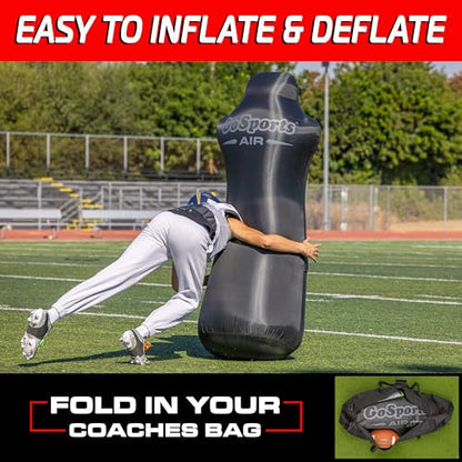 GoSports Football Blocking and Tackling Dummy with Water Weighted Base - Football Training Equipment for Practice - 6 ft Tall Inflatable