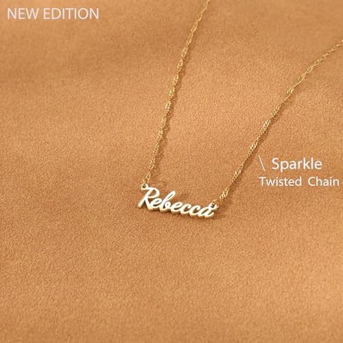 DayOfShe Custom Tiny Name Necklaces for Wedding Bridesmaid Gifts Best Friend Birthday Gifts, 18K Gold Plated Dainty Name Necklace Personalized Christmas Jewelry Gifts - color: Sparkle Twist Chain