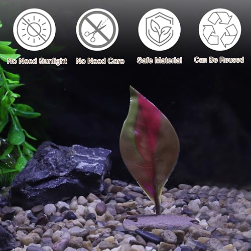 Betta Fish Bed, Betta Leaf Bed, Silicone Betta Hammock, Betta Hammock Pad with Suction Cup, Glowing Aquarium Decor Betta Fish Supplies, Red 1set