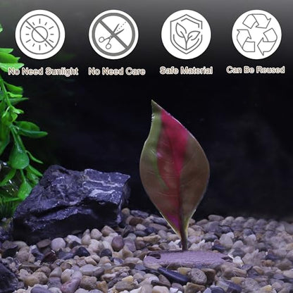 Betta Fish Bed, Betta Leaf Bed, Silicone Betta Hammock, Betta Hammock Pad with Suction Cup, Glowing Aquarium Decor Betta Fish Supplies, Red 1set