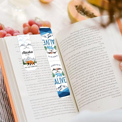 Alaska Souvenirs Magnetic Bookmarks, 30PCS Alaska Gifts Book Mark Clips with 15 Designs, Travel Souvenirs Gifts for Men Women Travelers Readers Office School Supplies - style: Alaska