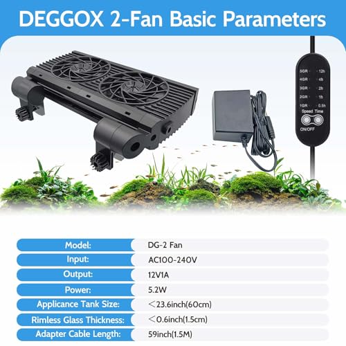 Upgrade Aquarium Fan with Memory Function,Fish Tank Cooling Fan,Aquarium Cooler Water Chiller for Axolotl Betta Fish Accessories with Adjustable Speed and Timer - size: 2 fan