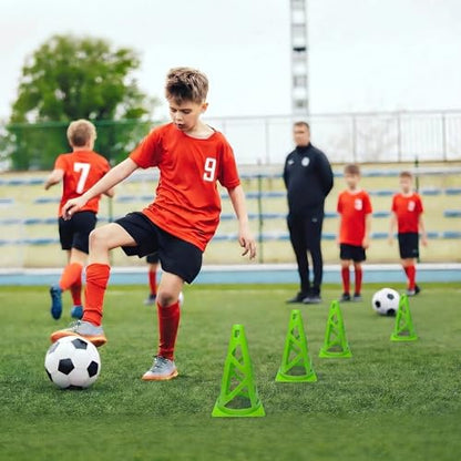 24 Pack Soccer Cones, 9 Inch Agility Cones for Soccer, Football, Basketball, Cones for Sports Training, Speed & Agility Drills, Field Marking Equipment - color: green
