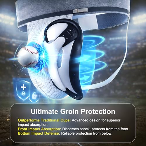 EALER Men's & Boys Lightweight Vented Athletic Cup — Soft-Rim Comfort Groin Protector, Shock-Absorbing Impact Guard for Baseball, Football, Lacrosse, Hockey, Boxing & MMA — Youth & Adult - size: Large