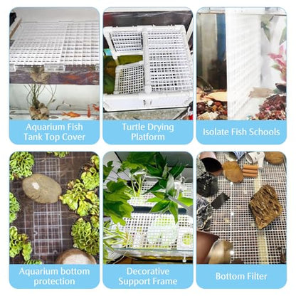 Hamiledyi Plastic Aquarium Divider with Clips Grid Panel Aquarium Lid Hood Fish Tank Divider Filter Bottom Isolation Pane Separator for Mixed Breeding(8 PCS,White)