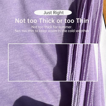 Muslin Hijab Scarf for Women Long Headscarves Solid Head Wraps Soft Pashminas Shawls - color: Lavender Muslim Hijab Scarf