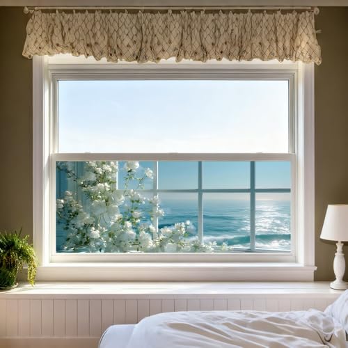 Window Privacy Film 39.37 x 17.3 in Rose Ocean View Static Cling - color: Colorful0302