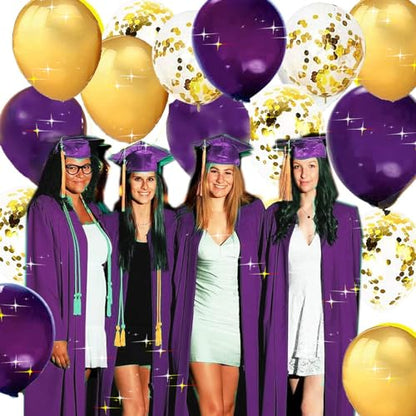 Graduation Decorations Purple Gold 2026/Purple Gold Balloons/Purple Graduation Party VIKINGS NYU LSU/Birthday Party Decor for Women Purple Gold/Eid Mubarak Decorations