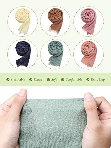 Geyoga 6 Pcs Women Scarf Shawl Hijab Scarves Cotton Crinkle Hijab for Women Blend Shawl Crinkle Wrap Head for Seasons - color: Stylish Colors