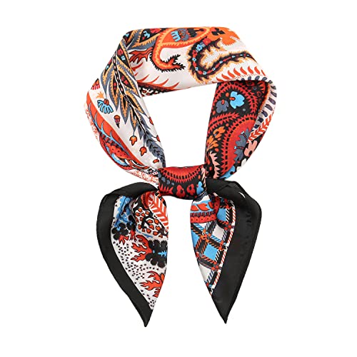 RIIQIICHY Women Head Hair Scarf Like Satin Silk Scarf Sleeping Hair Wrapping Night 27.5" - color: Black/Light Blue/Orange/White/Red