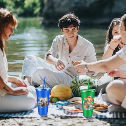Chuangdi 12 Pcs Fishing Cups with Lid Straw 24oz Party Decorations, Fishing | Reusable Plastic Fishing Tumblers with Lid and Straw, Fishing Birthday Party Decorations, Fishing Gift for Fathers Men - style: Fishing
