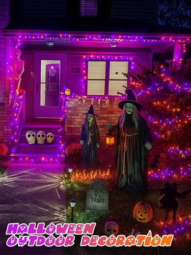 2 Pack 200 LED Battery Operated Halloween Lights, 8 Modes String Lights - color: Orange and Purple, size: 2PK(100LED)