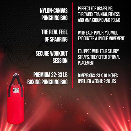 CLETO REYES Heavy Hanging Punching Bag for Adults Boxing Training Equipment, MMA, Kickboxing, Muay Thai, Nylon-Canvas, Small, Classic Red - size: Unfilled