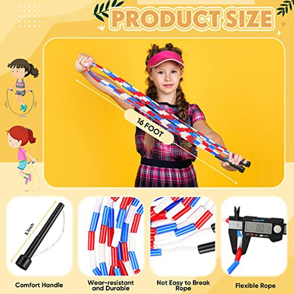 Zubebe 16-foot Double Dutch Jump Ropes Bulk Segmented Skipping Colorful Beaded Ropes for Kids Adults Fitness Physical Education Gym Class School Sports Outdoor Activities, Red White and Blue