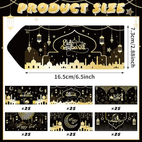 150 Pcs Eid Mubarak Money Envelopes 6.5x2.88 Inch Eid Al Adha Cash Gift Card Holders Pocket Muslim Gift Envelopes for Holiday Party Supplies Celebrations Decorations(Black Silhouette) - style: Black Silhouette