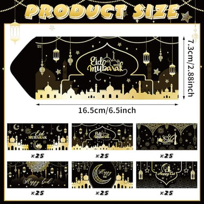 150 Pcs Eid Mubarak Money Envelopes 6.5x2.88 Inch Eid Al Adha Cash Gift Card Holders Pocket Muslim Gift Envelopes for Holiday Party Supplies Celebrations Decorations(Black Silhouette) - style: Black Silhouette