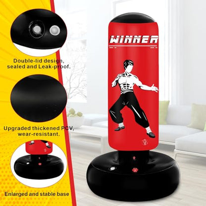 Punching Bag for Kids,67" Inflatable Kids Boxing Bag Toy Gift for Age 5-12 | Larger Stable Kids Punching Bag,Inflatable Punching Toys,Gift for Boys Girls,Practicing Karate,Taekwondo,MMA - style: Lee