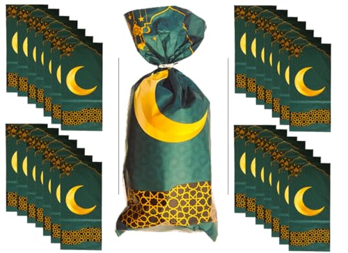 100 Pcs Ramadan Mubarak Bags Ramadan printed Ramadan bags for Bracelets Eid Mubarak Party Decorations Gifts for Muslims Ramadan Favors Ramadan Decor (BAGS) - style: BAGS
