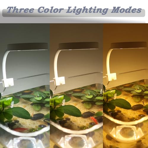 Upgraded Aquarium Light with Timer Clip On Fish Tank LED Light Small USB Light Dimmer Multi-Color White+Warm Yellow+Yellow 1 to 5 Gal (Adapter NOT Included) - size: White-Dimmer+Timer