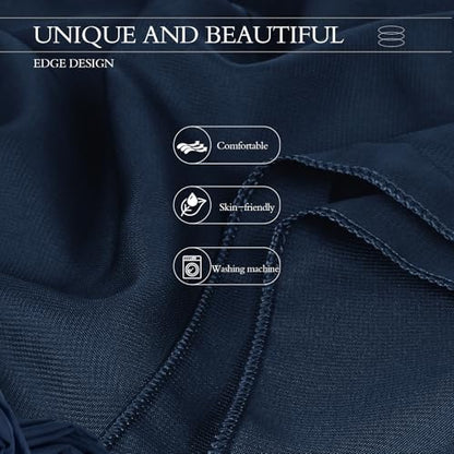 Chiffon Scarf,Soft Breathable Chiffon Shawls and Wraps,Silky Women's Hijab for Evening Dresses Wedding Bridal Scarves - color: Navy Blue, size: 67 x 28 inches