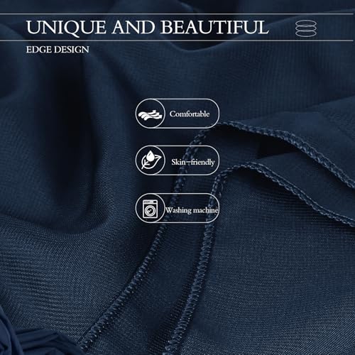 Chiffon Scarf,Soft Breathable Chiffon Shawls and Wraps,Silky Women's Hijab for Evening Dresses Wedding Bridal Scarves - color: Navy Blue, size: 79 x 24 inches