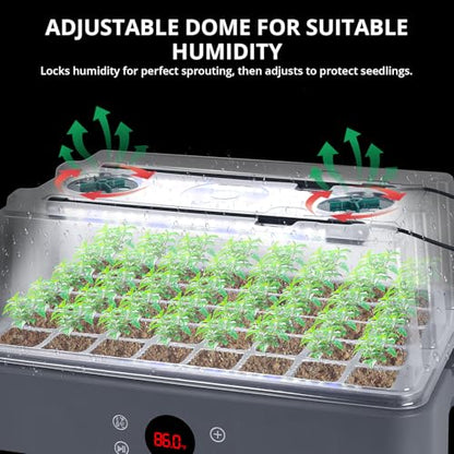 Sondiko Seed Starter Tray with Grow Light, Heated Seed Starter Kit with Temperature Display, Humidity Dome Germination Kit, Adjustable Plant Light for Seed Starting and Seedling Growth - color: Gray