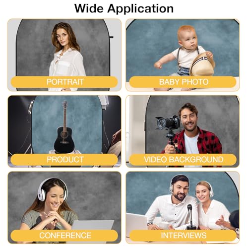 Kate Collapsible Backdrop Gray Photography and Video Backdrop 136 | 5x6.5ft(1.5x2m) Gray Teal Pop Up Collapsible Backdrop for Photography, Self Tape, Acting