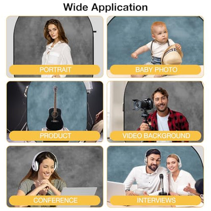 Kate Collapsible Backdrop Gray Photography and Video Backdrop 136 | 5x6.5ft(1.5x2m) Gray Teal Pop Up Collapsible Backdrop for Photography, Self Tape, Acting