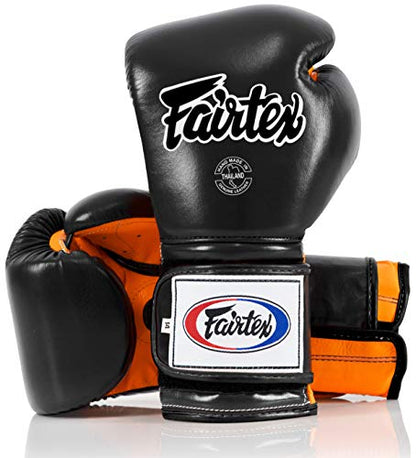 Fairtex BGV9 Muay 전문 복서 및 트레이너를 위한 | 하드 타자를 위한 멕시코 스타일 장갑 | 무술용 MMA 장갑 | 경량 및 충격 흡수 복싱 장갑 - color: 블랙/오렌지., size: 14온스